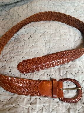 Vintage Y2K Old Navy Womens M Brown Braided Leather Belt Boho Hippie Euro Summer